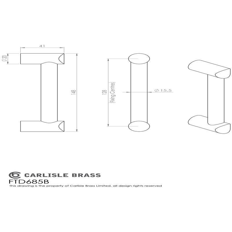 Carlisle Brass - Clear Acrylic Bar Handle 128mm - Acrylic Clear Chrome - FTD685BACC - Choice Handles