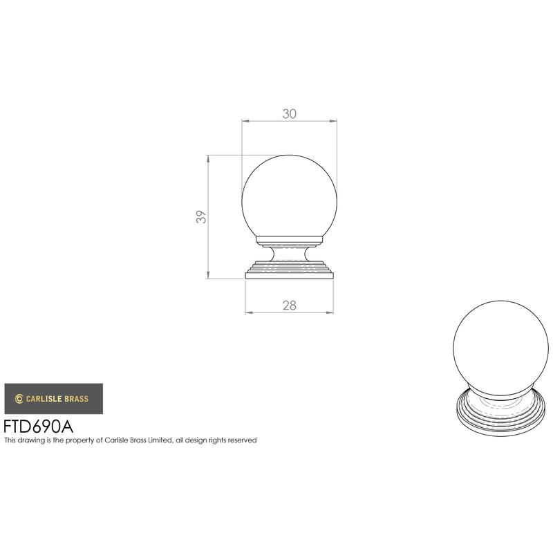 Carlisle Brass - Clear Ball Knob 27mm - Clear Translucent Chrome - FTD690ACTC - Choice Handles