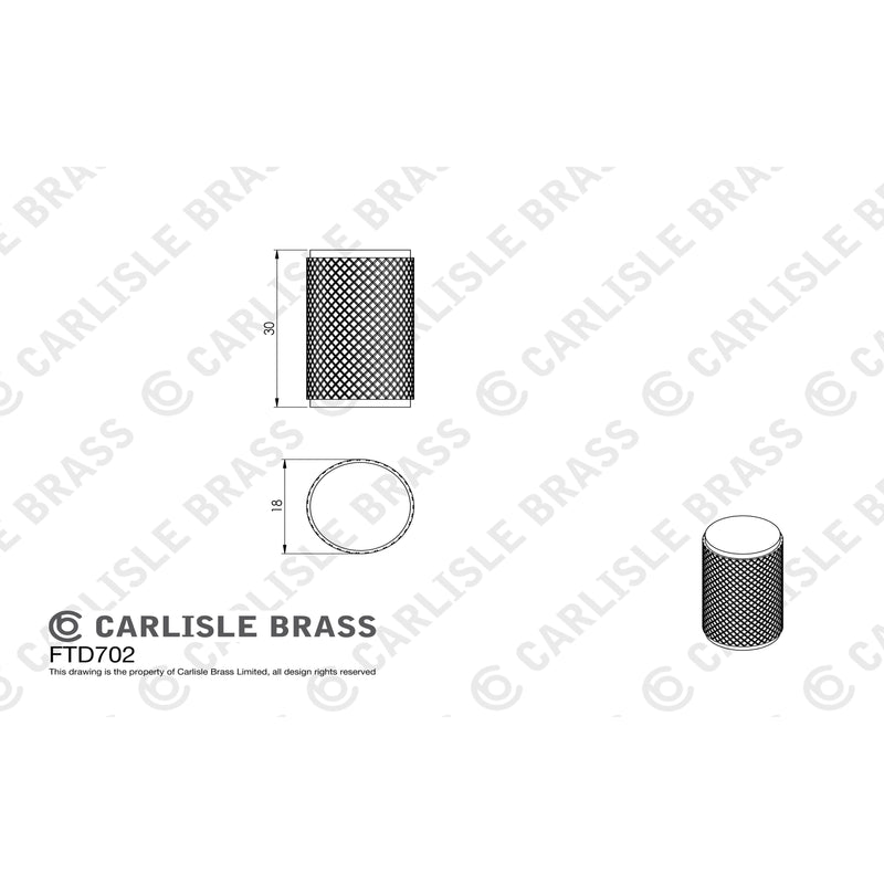 Carlisle Brass - Knurled Knob 30mm - Matt Black - FTD702MB - Choice Handles