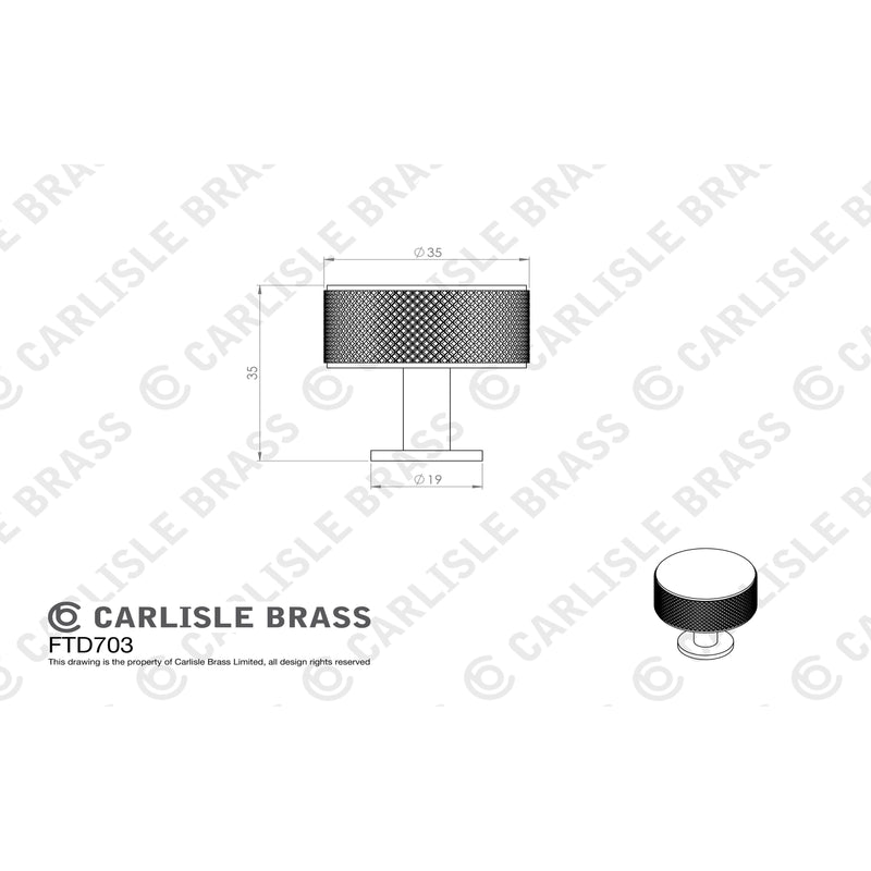 Carlisle Brass - Knurled Radio Knob 35mm - Matt Black - FTD703MB - Choice Handles