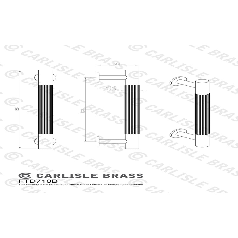 Carlisle Brass - Lines Pull Handle 128mm c/c - Antique Brass - FTD710BAB