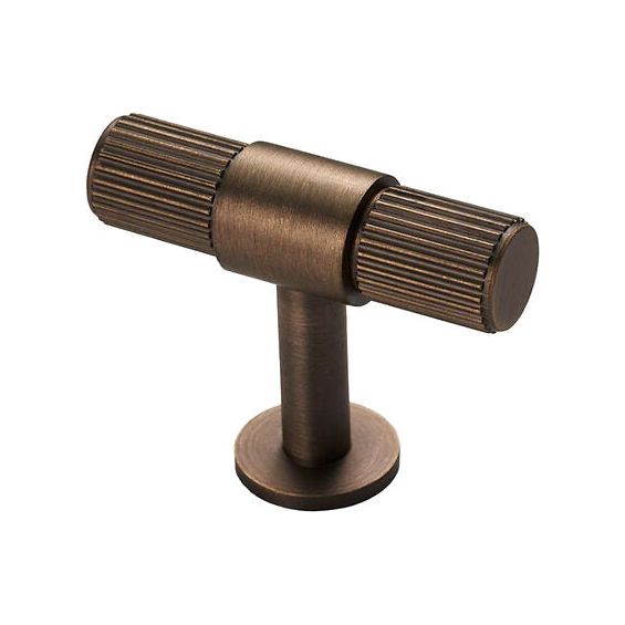 Carlisle Brass - Lines T-bar knob 50mm - Antique Brass - FTD711AB
