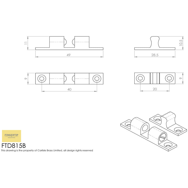 Carlisle Brass - Ftd Double Ball Catch 50 X 9.3mm - Self Colour - FTD815BSCOL - Choice Handles