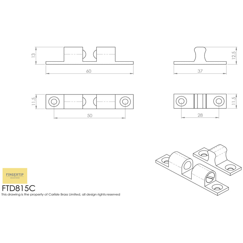 Carlisle Brass - Ftd Double Ball Catch 60 X 11.5mm - Self Colour - FTD815CSCOL - Choice Handles