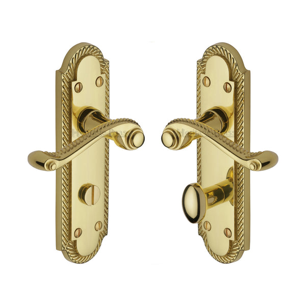 Heritage Brass Door Handle for Bathroom Gainsborough Design Polished Brass finish - G025-PB - Choice Handles