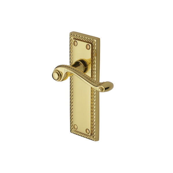 Heritage Brass Door Handle Lever Latch Georgian Design Polished Brass finish - G063-PB - Choice Handles