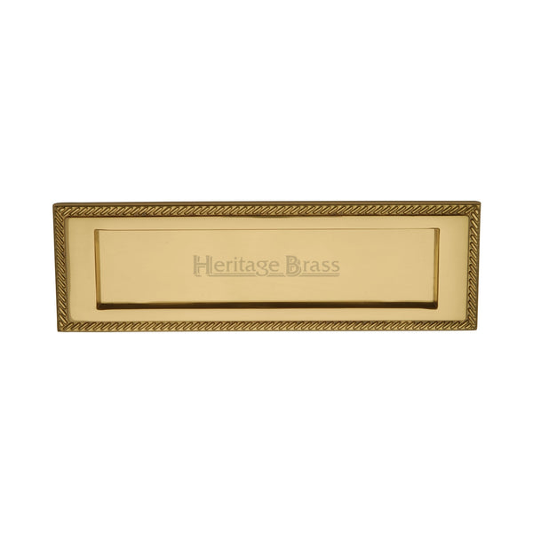 Heritage Brass Georgian Rope Letterplate 10" x 3" Polished Brass finish - G220-10-PB - Choice Handles