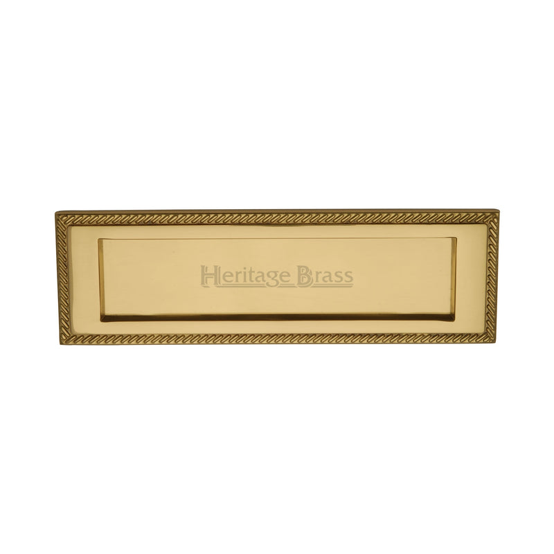 Heritage Brass Georgian Rope Letterplate 10" x 3" Polished Brass finish - G220-10-PB - Choice Handles