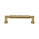 Heritage Brass Cabinet Pull Bauhaus Hammered Design 128mm CTC Unlacquered Brass Finish - HAM0312 128-ULB