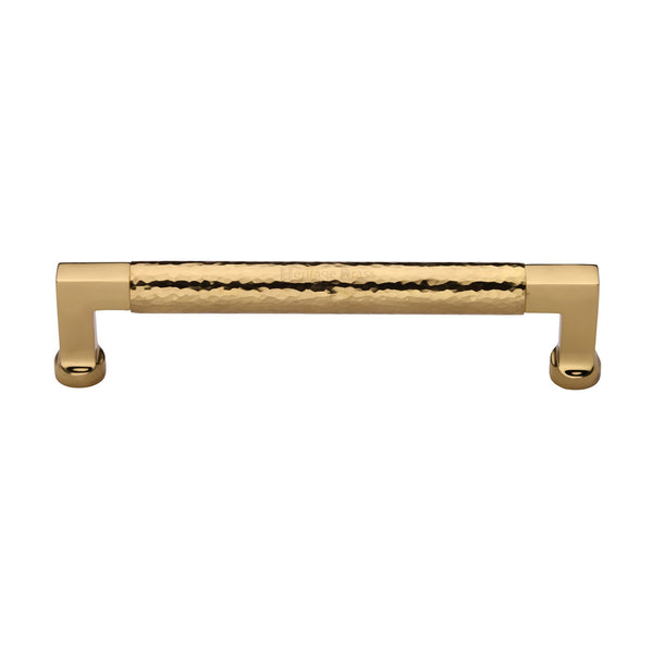Heritage Brass Cabinet Pull Bauhaus Hammered Design 160mm CTC Polished Brass Finish - HAM0312 160-PB - Choice Handles