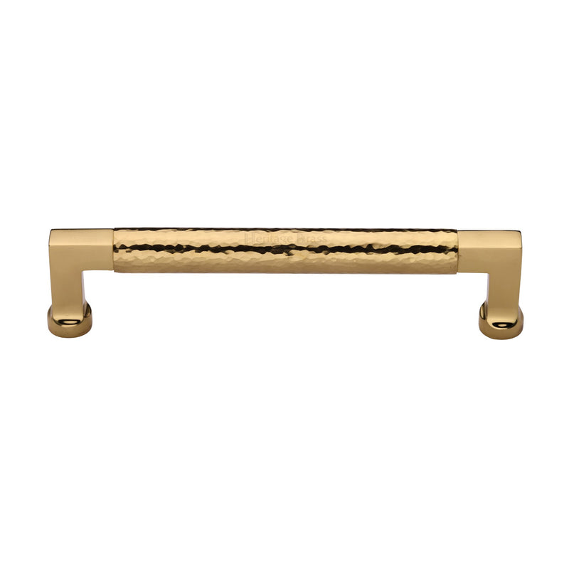 Heritage Brass Cabinet Pull Bauhaus Hammered Design 160mm CTC Polished Brass Finish - HAM0312 160-PB - Choice Handles