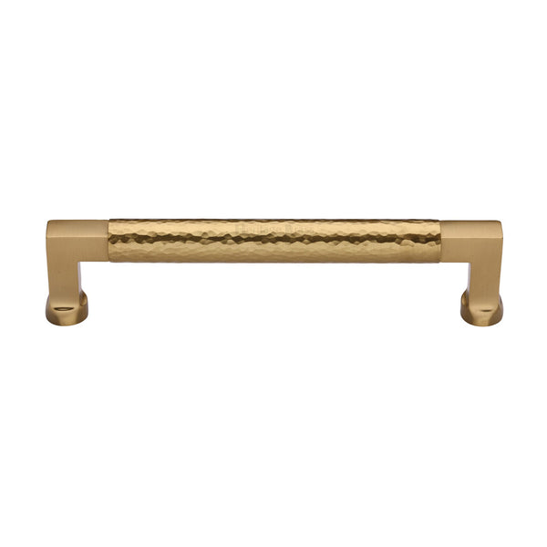 Heritage Brass Cabinet Pull Bauhaus Hammered Design 160mm CTC Satin Brass Finish - HAM0312 160-SB - Choice Handles