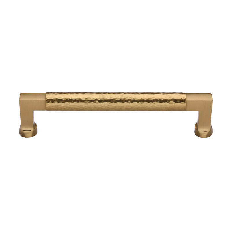 Heritage Brass Cabinet Pull Bauhaus Hammered Design 160mm CTC Satin Brass Finish - HAM0312 160-SB - Choice Handles