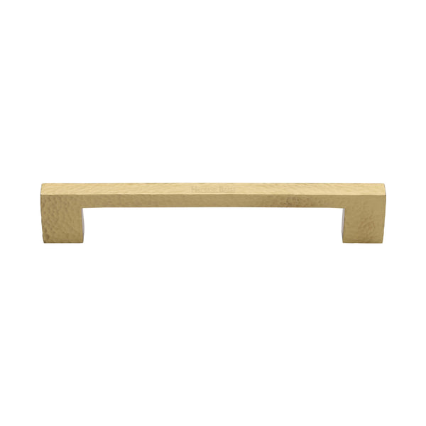 Heritage Brass Cabinet Pull Metro Hammered Design 160mm CTC Satin Brass Finish - HAM0337 160-SB - Choice Handles