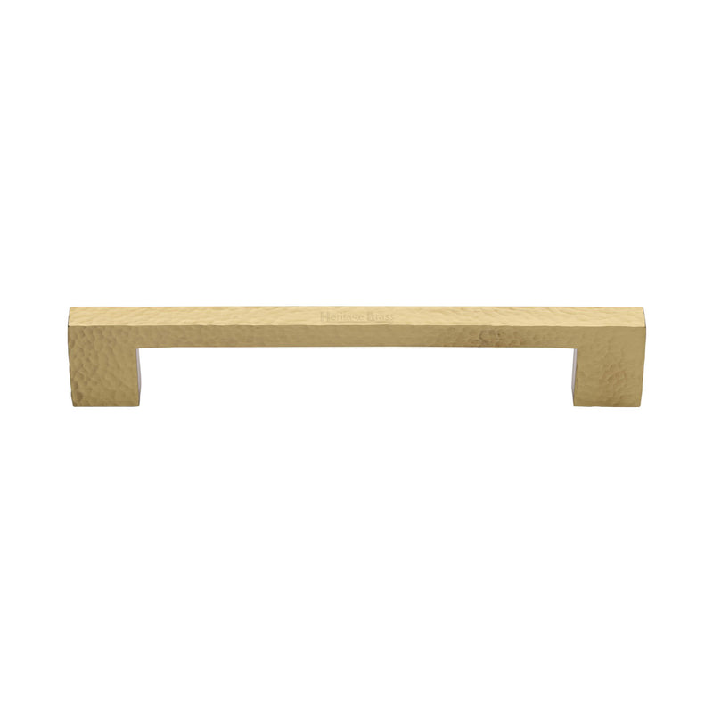 Heritage Brass Cabinet Pull Metro Hammered Design 160mm CTC Satin Brass Finish - HAM0337 160-SB - Choice Handles