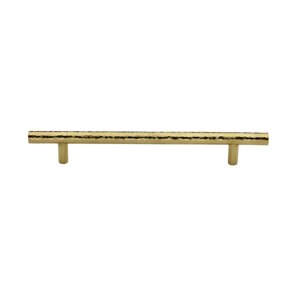 Heritage Brass Cabinet Pull T-Bar Hammered Design 160mm CTC Polished Brass Finish - HAM0361 160-PB - Choice Handles