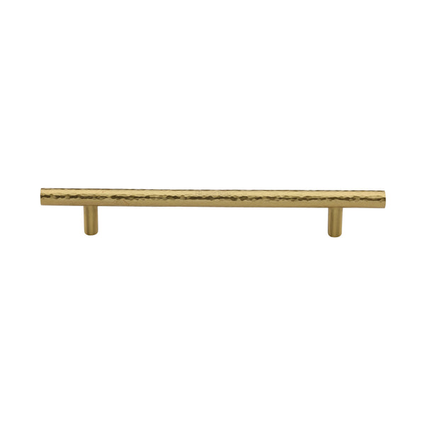 Heritage Brass Cabinet Pull T-Bar Hammered Design 160mm CTC Satin Brass Finish - HAM0361 160-SB - Choice Handles