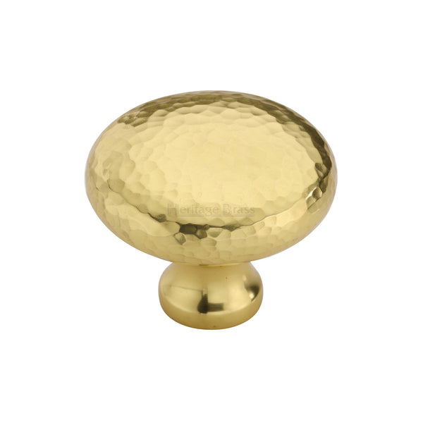 Heritage Brass Cabinet Knob Victorian Round Hammered Design 38mm Polished Brass finish - HAM113 38-PB - Choice Handles