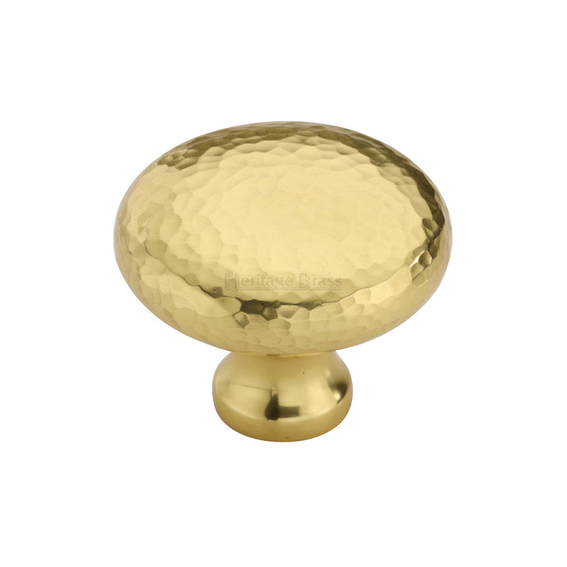 Heritage Brass Cabinet Knob Victorian Round Hammered Design 38mm Polished Brass finish - HAM113 38-PB - Choice Handles