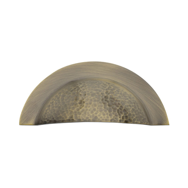 Heritage Brass Drawer Cup Pull Crescent Hammered Design Antique Brass finish - HAM1730-AT - Choice Handles