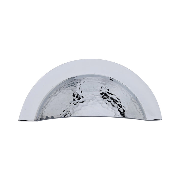 Heritage Brass Drawer Cup Pull Crescent Hammered Design Polished Chrome finish - HAM1730-PC - Choice Handles