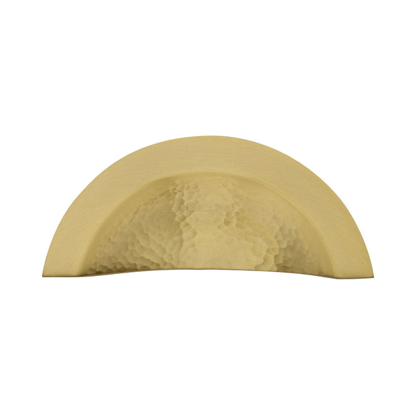Heritage Brass Drawer Cup Pull Crescent Hammered Design Satin Brass finish - HAM1730-SB - Choice Handles