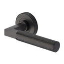 Heritage Brass Door Handle Lever on Rose Hammered Bauhaus Design Matt Bronze Finish - HAM2259-MB - Choice Handles