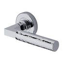 Heritage Brass Door Handle Lever on Rose Hammered Bauhaus Design Polished Chrome Finis - HAM2259-PC - Choice Handles