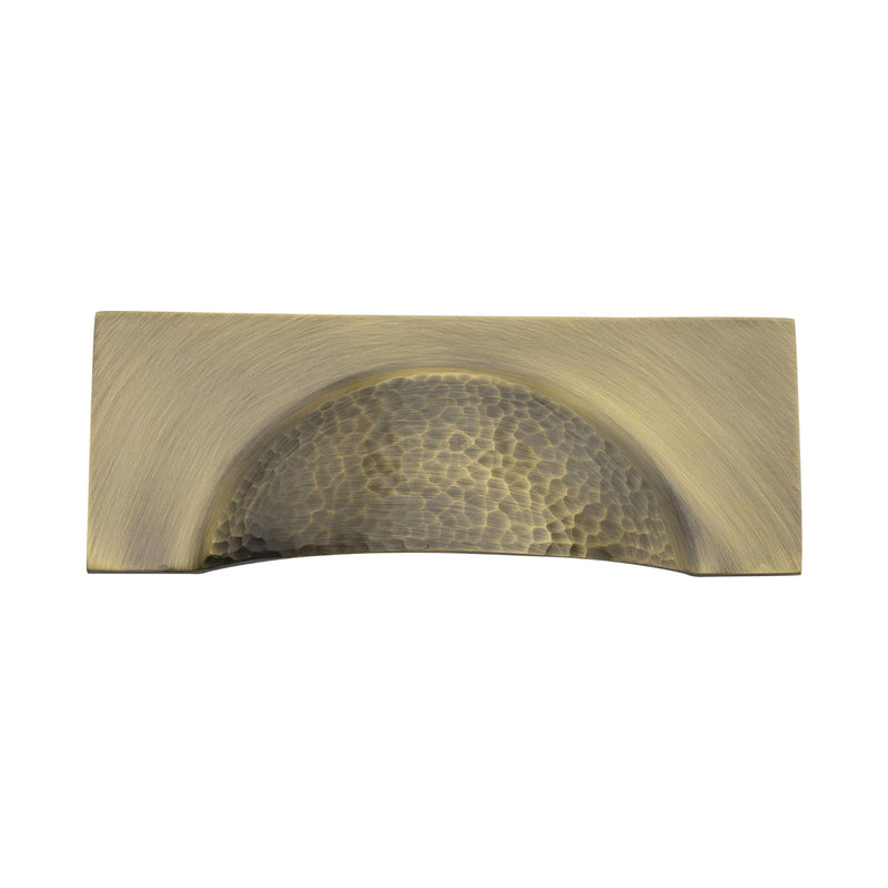 Heritage Brass Drawer Cup Pull Hampshire Hammered Design 57mm CTC Antique Brass Finish - HAM2764-AT - Choice Handles