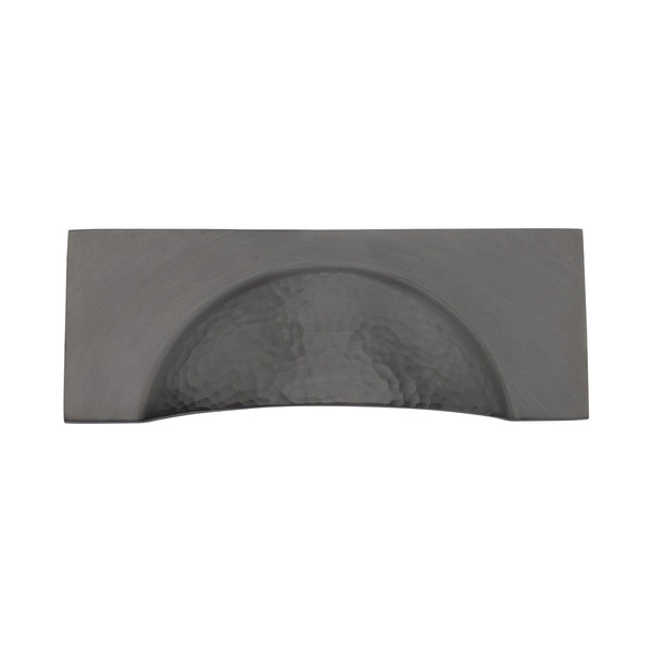 Heritage Brass Drawer Cup Pull Hampshire Hammered Design 57mm CTC Matt Bronze Finish - HAM2764-MB - Choice Handles