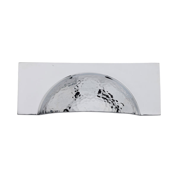 Heritage Brass Drawer Cup Pull Hampshire Hammered Design 57mm CTC Polished Chrome Finish - HAM2764-PC - Choice Handles