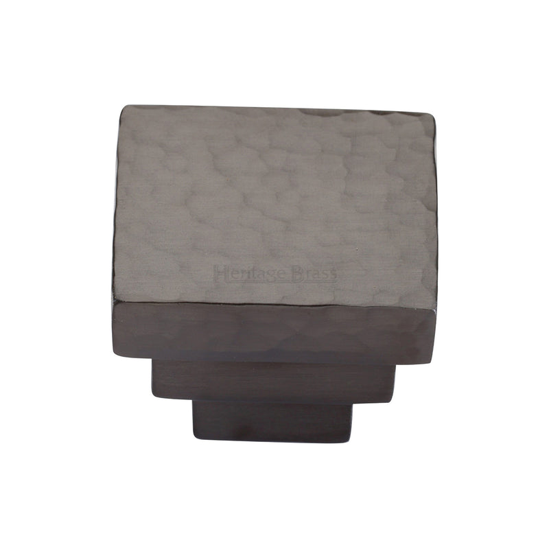 Heritage Brass Cabinet Knob Square Stepped Hammered Design 32mm Matt Bronze finish
 - HAM3672 32-MB - Choice Handles