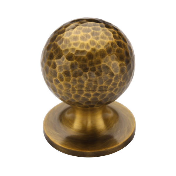 Heritage Brass Cabinet Knob Ball Hammered Design 32mm Antique Brass finish - HAM8321 32-AT - Choice Handles