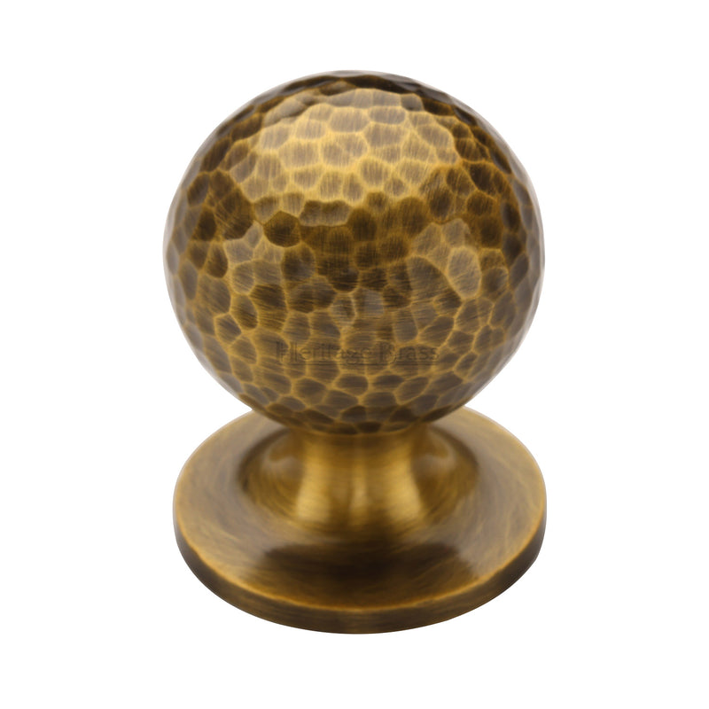 Heritage Brass Cabinet Knob Ball Hammered Design 32mm Antique Brass finish - HAM8321 32-AT - Choice Handles