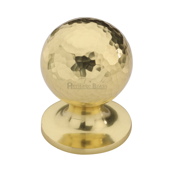 Heritage Brass Cabinet Knob Ball Hammered Design 32mm Polished Brass finish - HAM8321 32-PB - Choice Handles