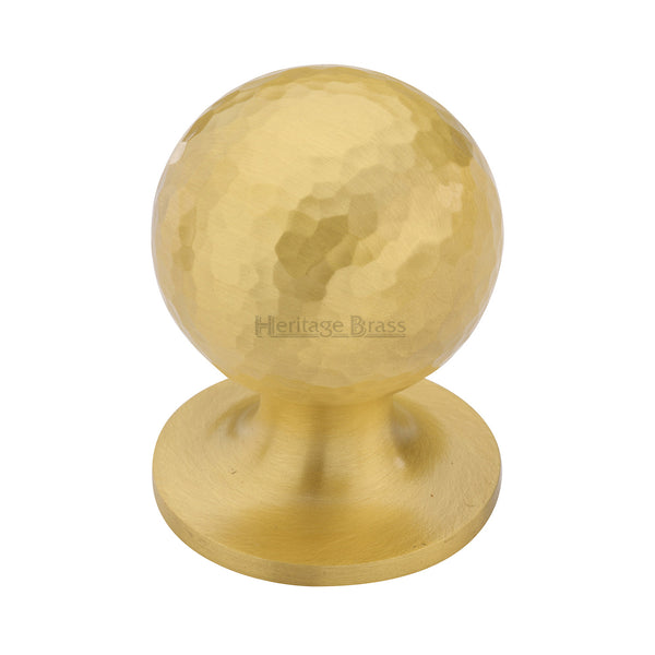 Heritage Brass Cabinet Knob Ball Hammered Design 32mm Satin Brass finish - HAM8321 32-SB - Choice Handles