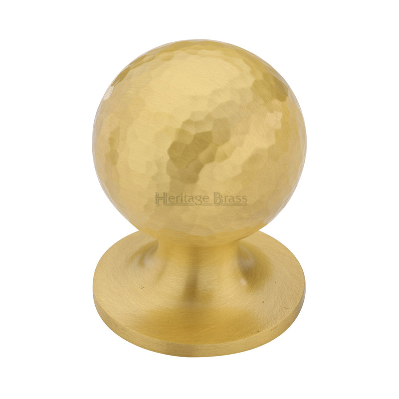 Heritage Brass Cabinet Knob Ball Hammered Design 32mm Satin Brass finish - HAM8321 32-SB - Choice Handles