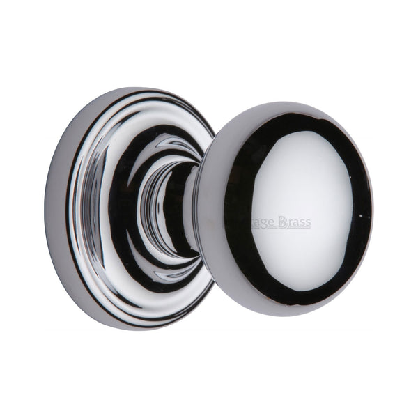 Heritage Brass Mortice Knob on Rose Hampstead Design Polished Chrome finish - HAM8361-PC - Choice Handles
