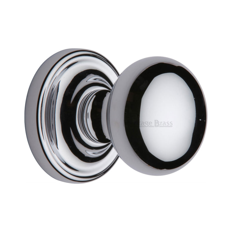 Heritage Brass Mortice Knob on Rose Hampstead Design Polished Chrome finish - HAM8361-PC - Choice Handles