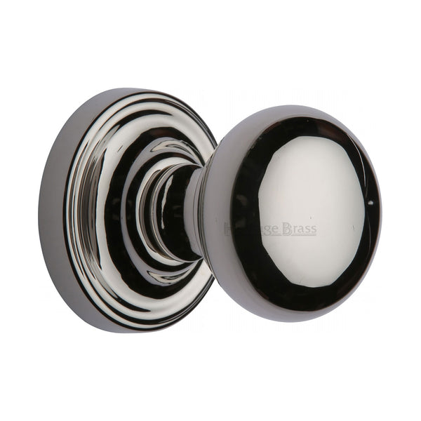 Heritage Brass Mortice Knob on Rose Hampstead Design Polished Nickel finish - HAM8361-PNF - Choice Handles