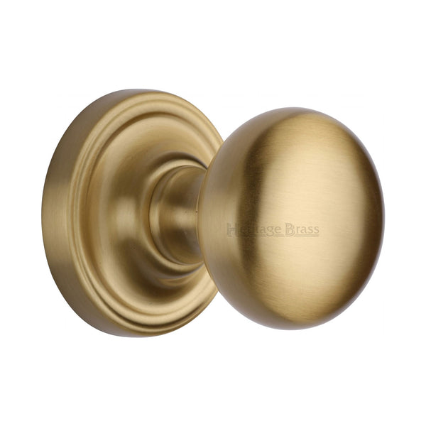 Heritage Brass Mortice Knob on Rose Hampstead Design Satin Brass finish - HAM8361-SB - Choice Handles