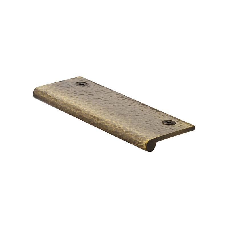Heritage Brass Hammered EP Edge Pull Cabinet Handle 100mm Antique Brass finish - HAMEP100 38-AT - Choice Handles