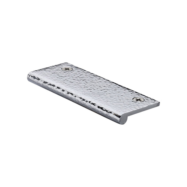 Heritage Brass Hammered EP Edge Pull Cabinet Handle 100mm Polished Chrome finish - HAMEP100 38-PC - Choice Handles