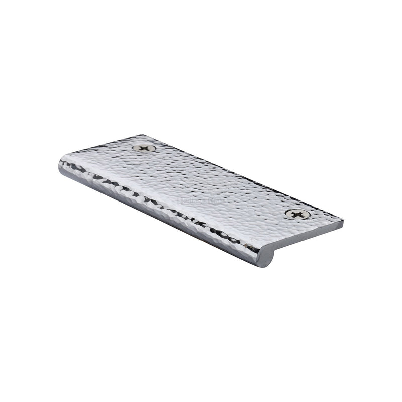 Heritage Brass Hammered EP Edge Pull Cabinet Handle 100mm Polished Chrome finish - HAMEP100 38-PC - Choice Handles