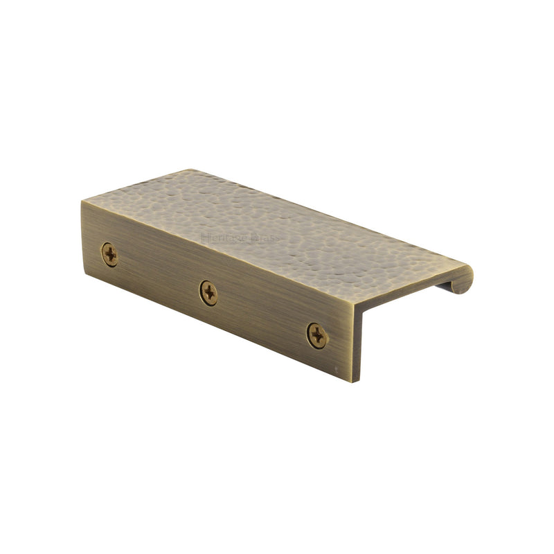 Heritage Brass Hammered EPR Edge Pull Cabinet Handle 100mm Antique Brass finish
 - HAMEPR100 40-AT - Choice Handles