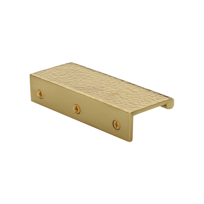 Heritage Brass Hammered EPR Edge Pull Cabinet Handle 100mm Polished Brass finish
 - HAMEPR100 40-PB - Choice Handles