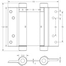 Frelan - 75mm Double Action Spring Hinge (Pair) - Polished Brass - HB3005-3PB - Choice Handles