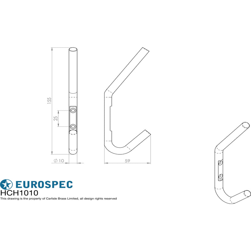 Eurospec - Hat and Coat Hook - Bright Stainless Steel - HCH1010BSS - Choice Handles