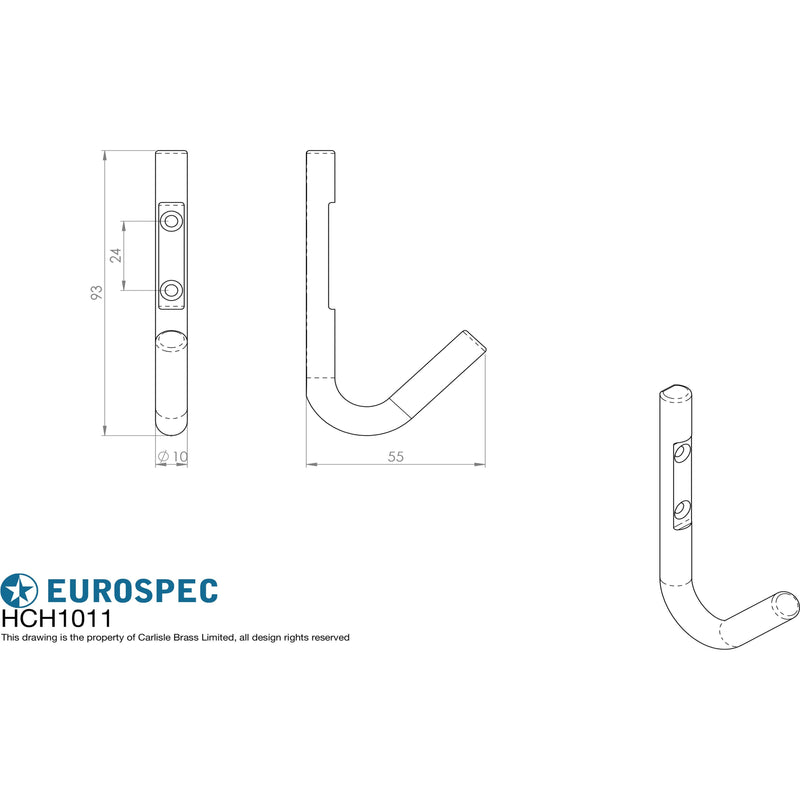 Eurospec - Coat Hook - Satin Stainless Steel - HCH1011SSS - Choice Handles