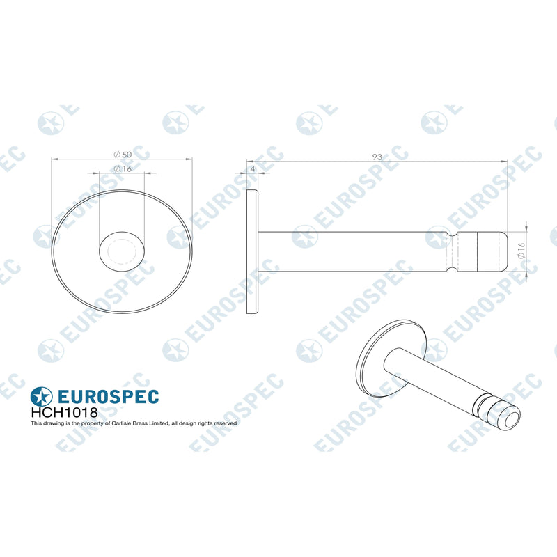 Eurospec - Coat Hook - Bright Stainless Steel - HCH1018BSS - Choice Handles